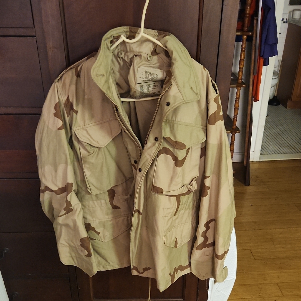 Tan and Brown Military Field Jacket Relaxed Fit